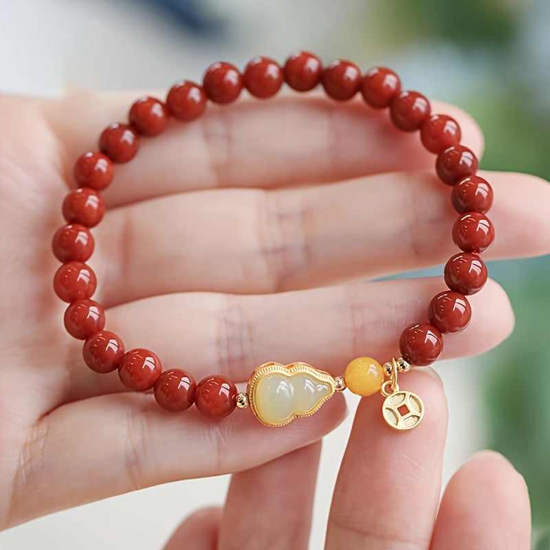 2 Bracelet Gourde Vermillon & Jade Hotan (Rouge et Beige )
