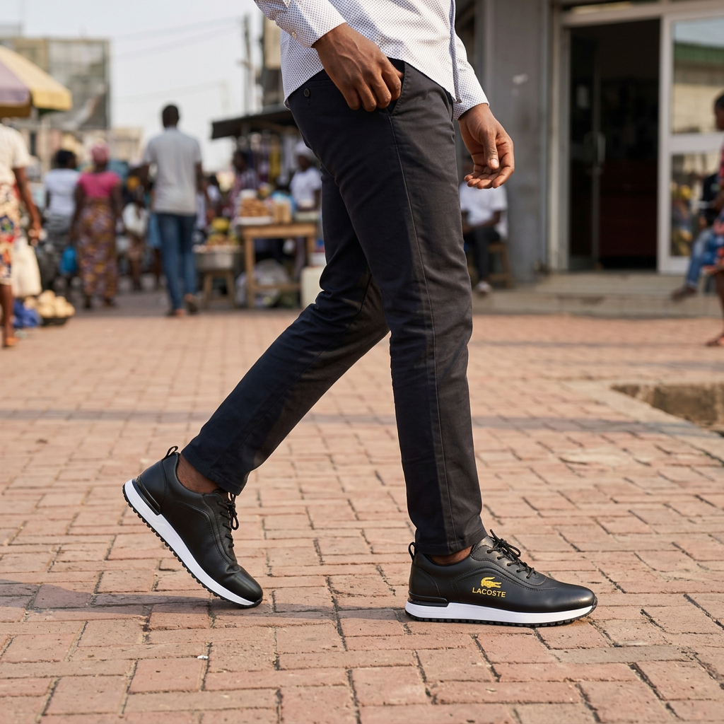 Baskets Premium en Cuir Noir – Élégance & Confort Quotidien