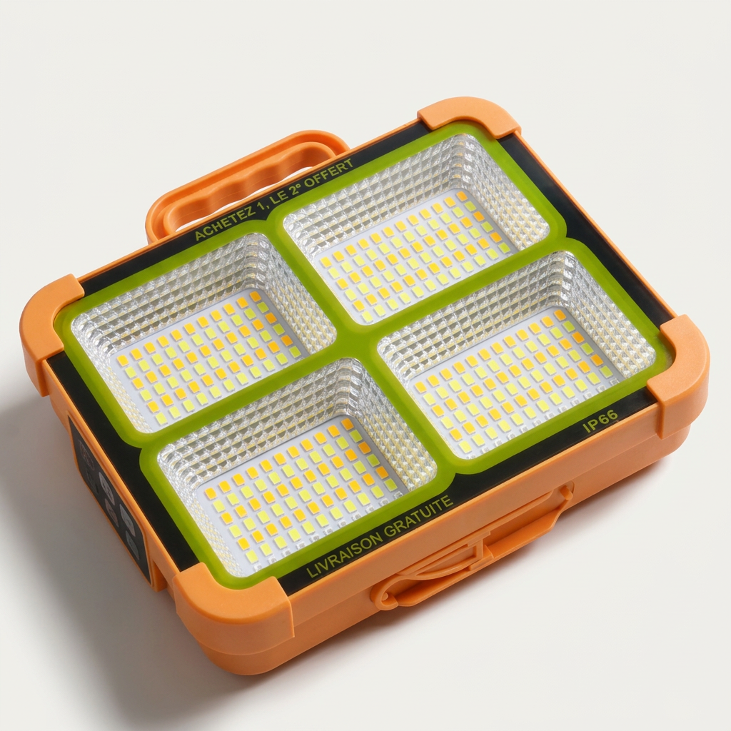 Projecteur LED Solaire Rechargeable IP66 - Éclairage Puissant & Powerbank