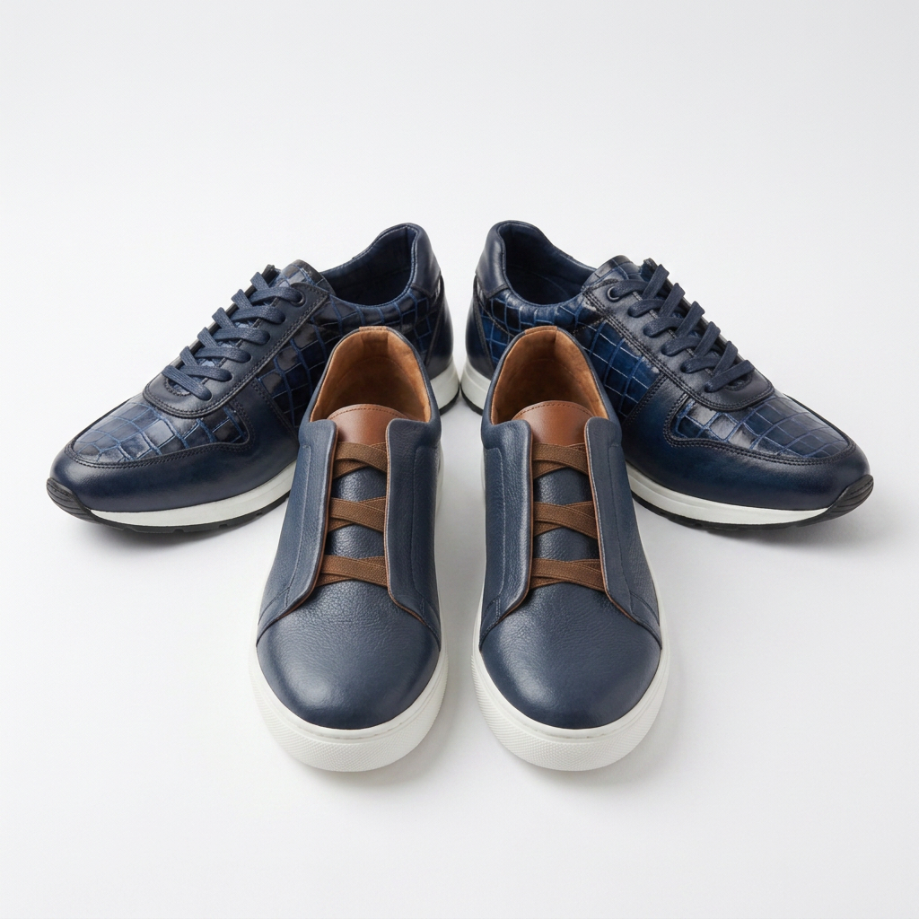 Pack Prestige Navy : Sneakers Cuir & Sport Chic – Élégance Absolue