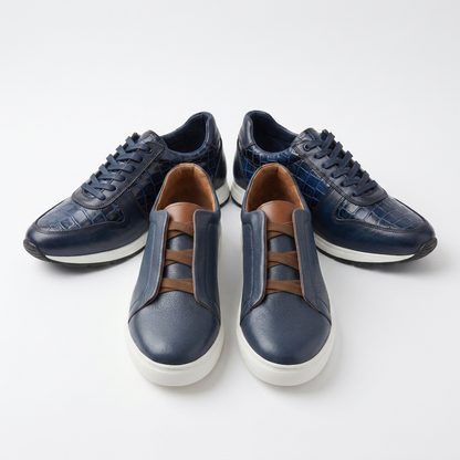 Pack Prestige Navy : Sneakers Cuir & Sport Chic – Élégance Absolue