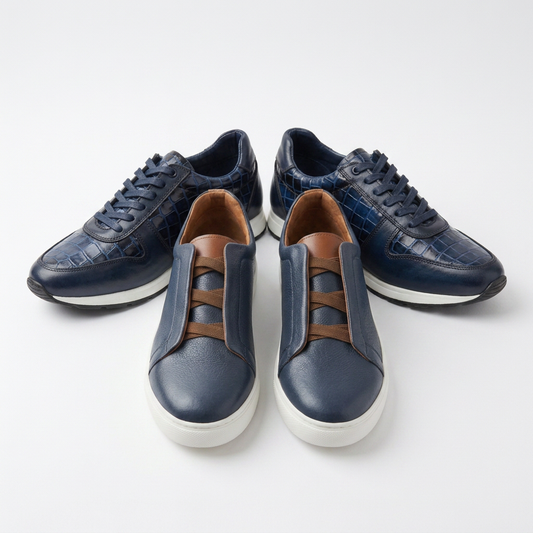 Pack Prestige Navy : Sneakers Cuir & Sport Chic – Élégance Absolue