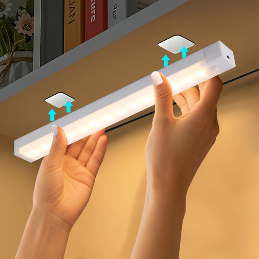 Barre Lumineuse d’Armoire à Induction Intelligente – Capteur de Mouvement Humain, Rechargeable USB