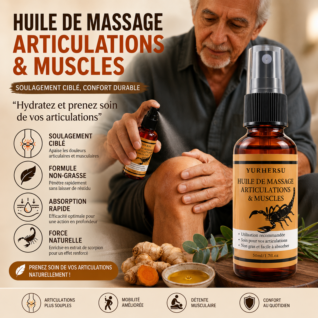 HUILE DE MASSAGE CONFORT ARTICULAIRE & MUSCULAIRE