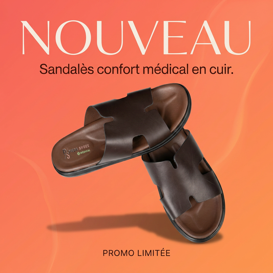 Sandales Homme en Cuir Confort Médical
