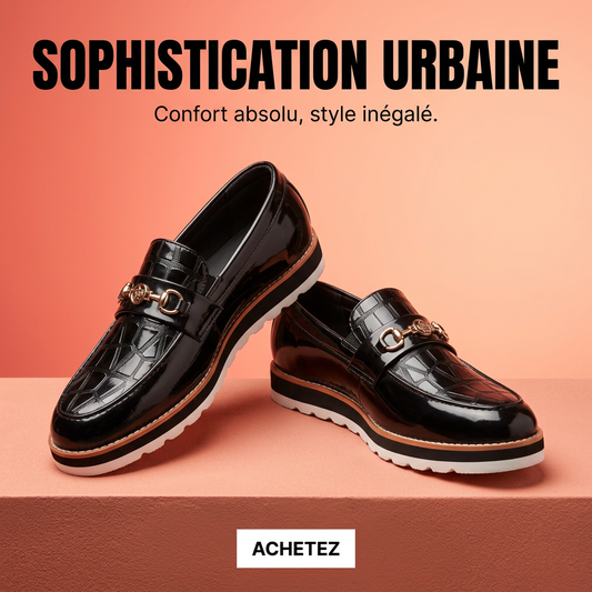 MOCASSIN EN CUIR MARRON – TEXTURE CROCODILE