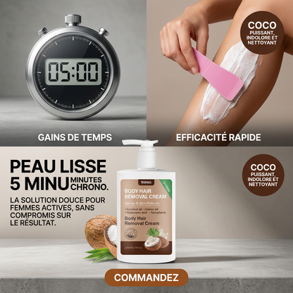 Crème Dépilatoire Sumax à l'Huile de Coco - Peau Douce en 10 Minutes