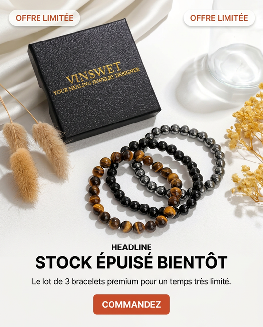 LOT DE 3 BRACELETS EN PIERRE NATURELLE – ŒIL DE TIGRE, HÉMATITE & OBSIDIENNE
