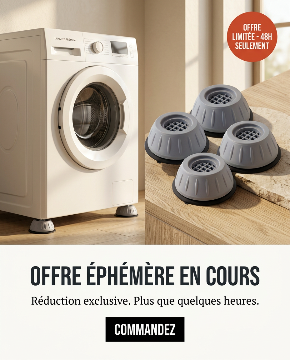Lot de 4 Grands Coussins Anti-Vibrations pour Machine à Laver et lot 4 support gratuit