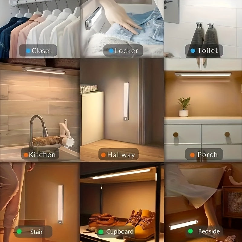 Barre Lumineuse d’Armoire à Induction Intelligente – Capteur de Mouvement Humain, Rechargeable USB