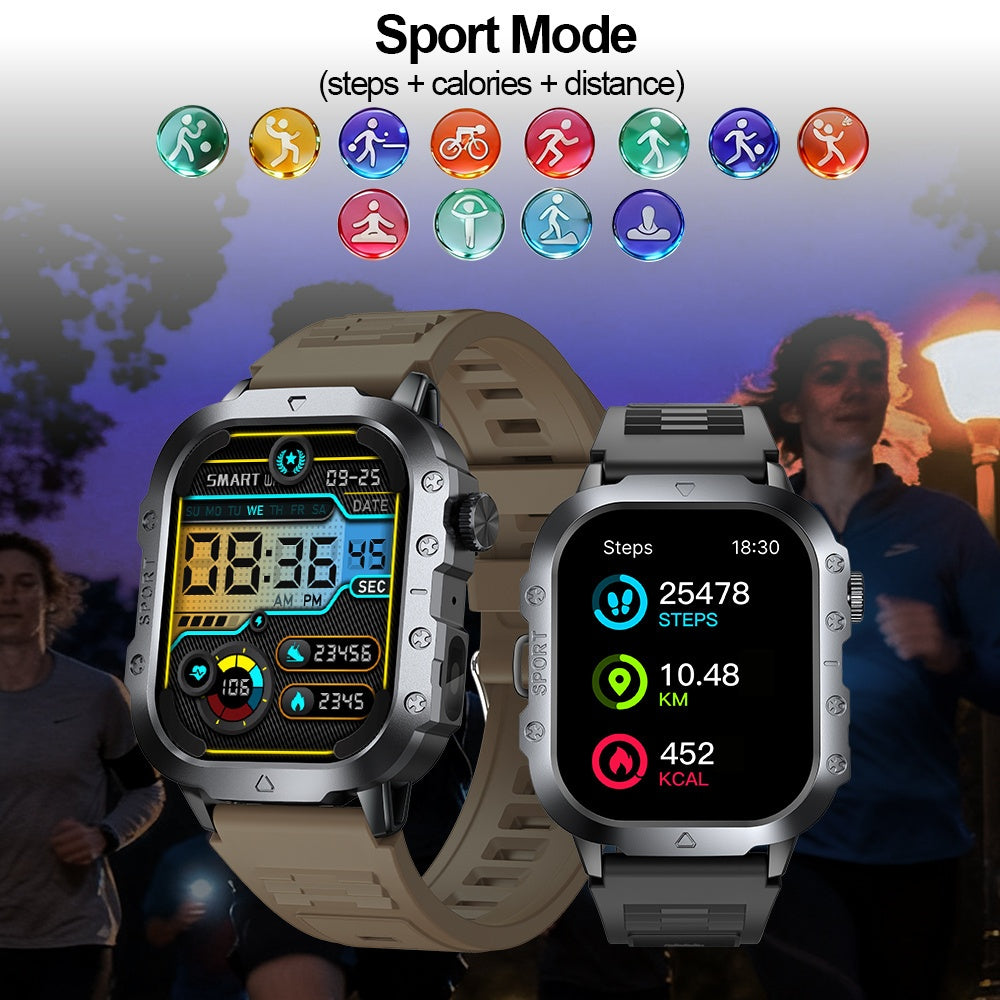 Smartwatch Tactique Multi-Fonctions | Performance & Santé au Poignet